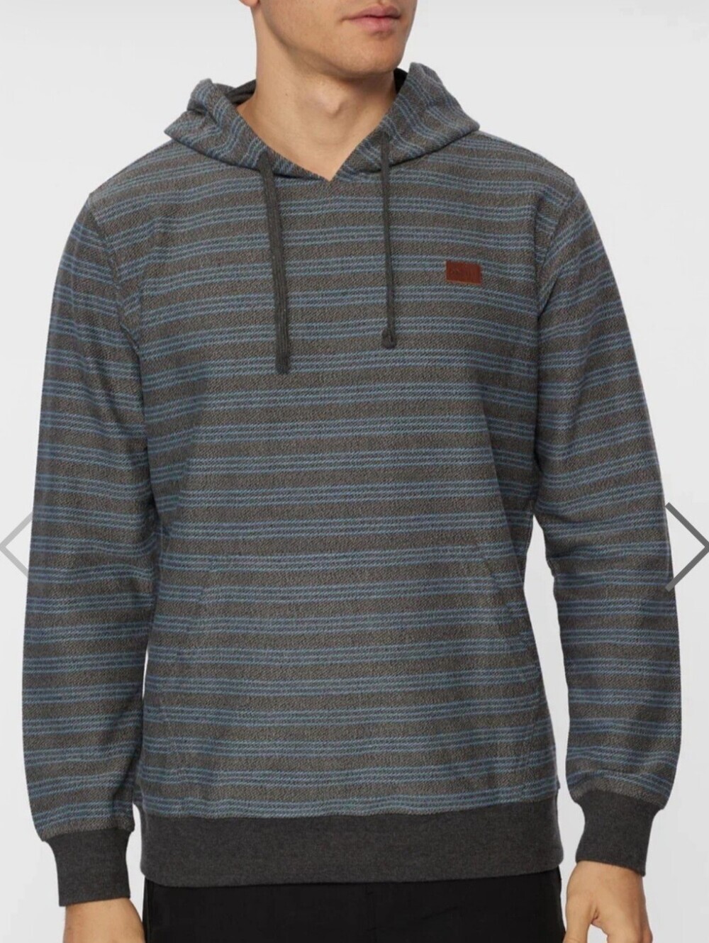 O'Neill Bavaro Hoodie Mens XXL Blue Gray Striped Pullover Surf Skate Coastal EUC